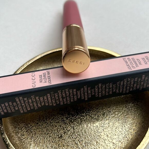 Gucci Rouge Liquid Matte Lip Color Transfer Proof 203 Mildred Rosewood - Picture 6 of 12